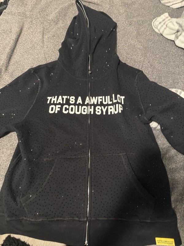 Unisex Black Full Zip Hoodie L «That’s A Awful Lot of Cough Syrup»