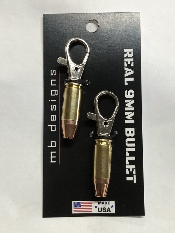 Pair Of Real 9mm Hollow Point Bullet Zipper Pulls Or Keychains Unique Gift gallery