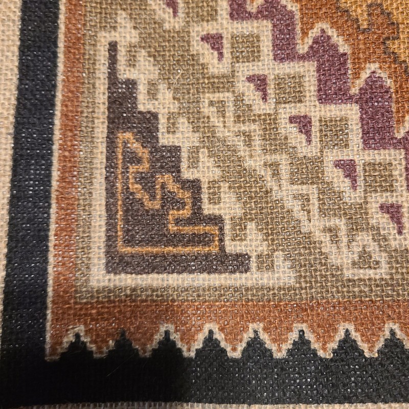 El Paso Saddleblanket Jute Tote Bag Large 18x17 Aztec Southwest Burlap Carryall gallery