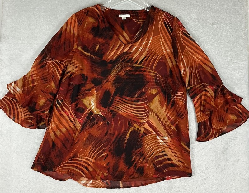 Est. 1946 Blouse Women’s Top Size Large Bell Sleeves Polyester