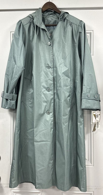Chiango by Fleet Street All Weather Rain Trench Coat Womens Size 10p Shiny Blue