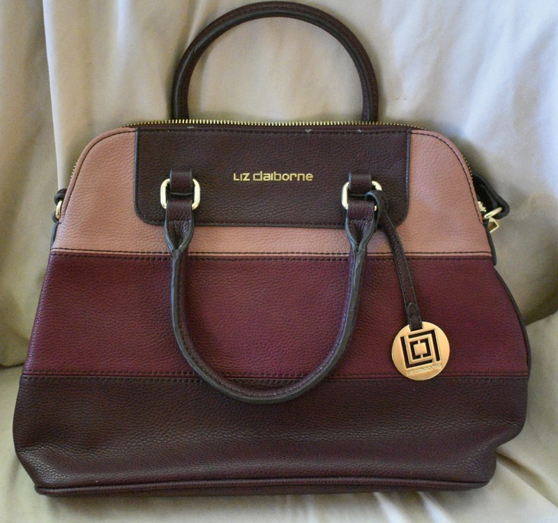 LIZ CLAIBORNE 3 Colored HANDBAG, Hndles & Shoulder strap 5 Pockets 15″x11″