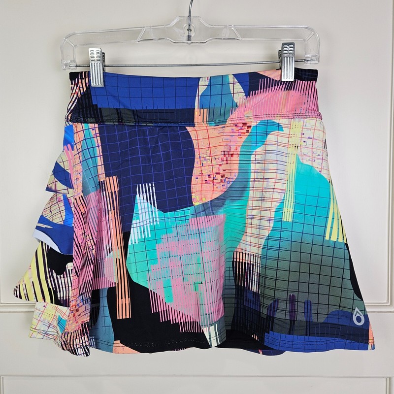 Donajo Skort Womens Size 2 Tiered Skirt w Shorts Colorful Pickle Ball Tennis