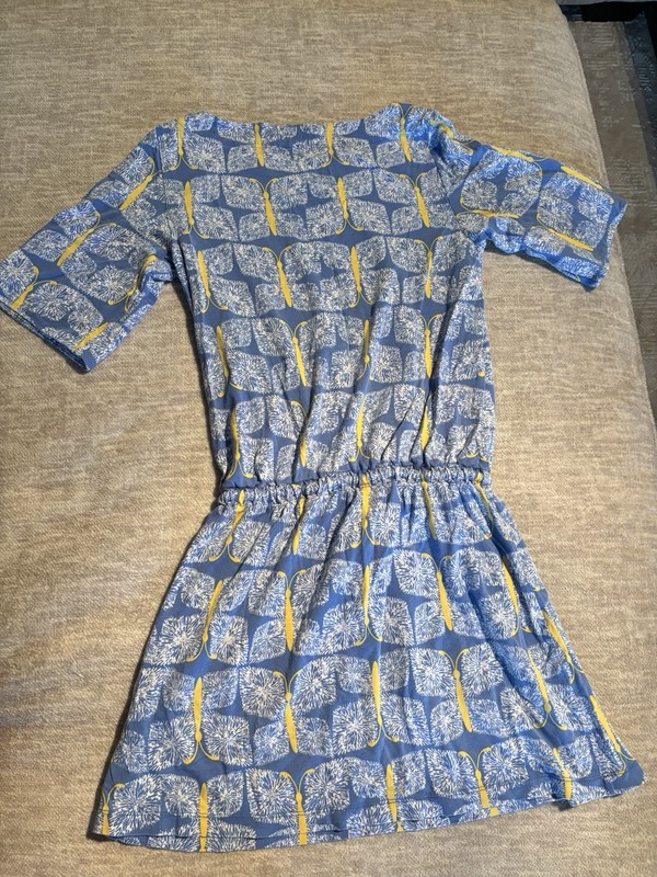 Lilly Pulitzer Women’s Blue Yellow Floral Shift Dress S/S Round Neck Short S gallery