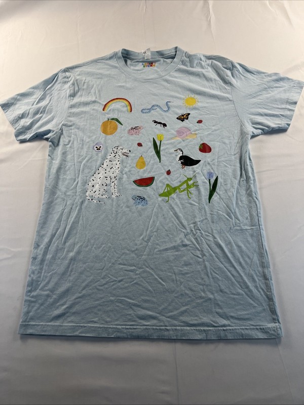 Lorien Stern Working Together Graphic Tee Light Blue Large T-Shirt Preshrunk