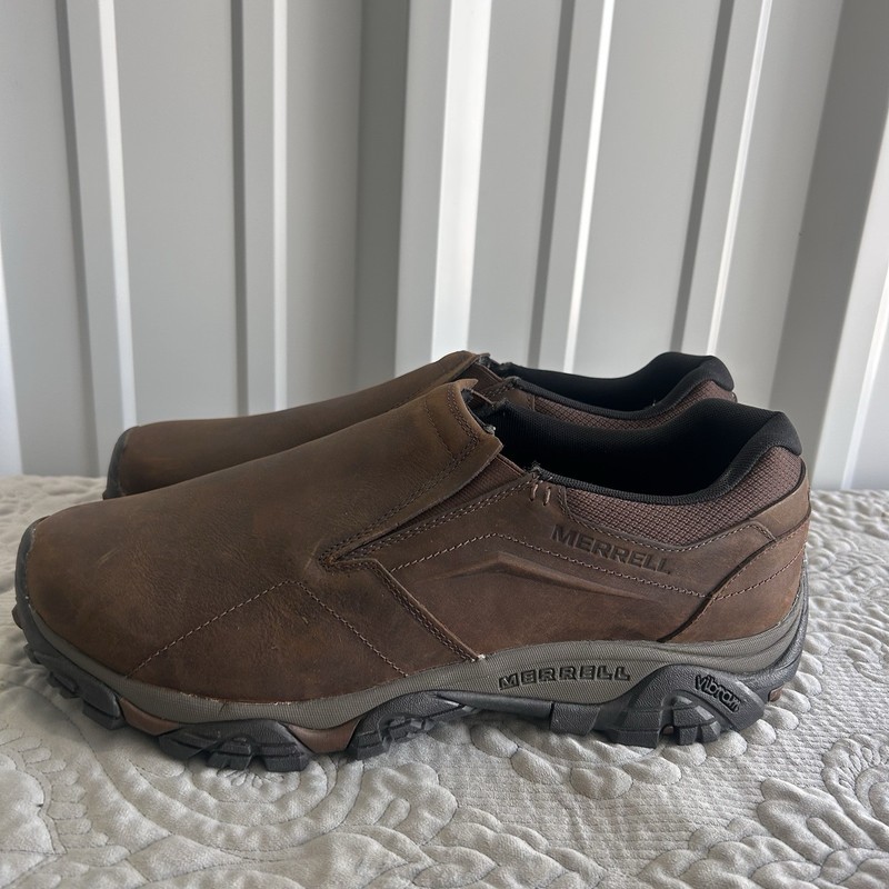 Merrell Moab Adventure Moc Brown Leather Hiking Shoes Vibram 14 Wide Width Big