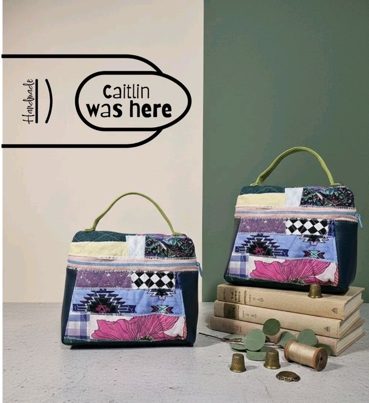 Scrappy Handmade Upcycled Handbag Cosmetics Bag Travel Case Eclectic Maximalist