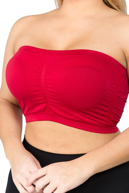 Seamless Solid Cropped Tube Top Bandeau (Plus Size) gallery