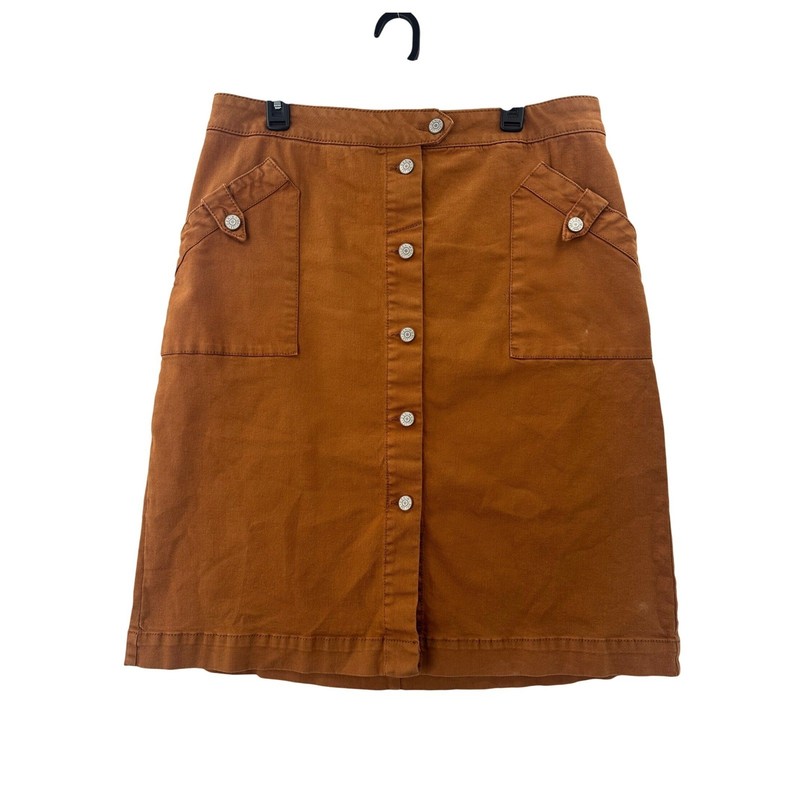 Est. 1946 Denim Skirt Womens 14 Burnt Orange Excellent Button Front A-Line Knee