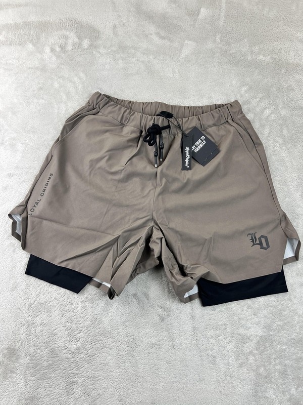 Loyal Origins 2-in-1 Compression Shorts Mens Medium Brown Running Gym Workout