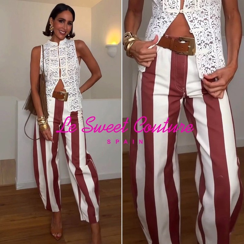 ZARA SS26 STRIPED ZW COLLECTION HIGH WAIST STRIPED TAPERED JEANS 6840/291/104