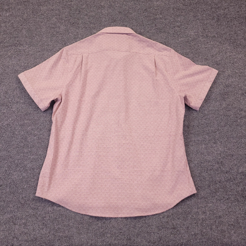 7D 7Diamonds Zen Jacquard Stretch Woven Shirt Mens Medium Pink Short Sleeve gallery