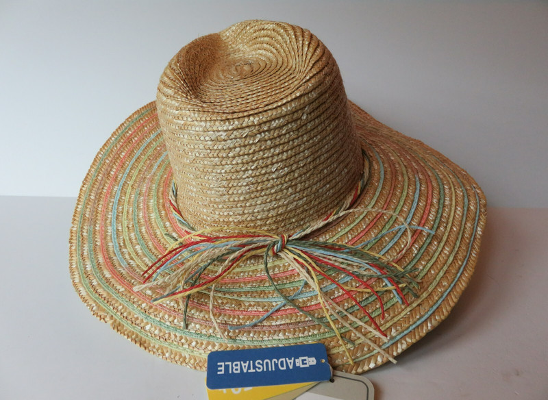 NEW San Diego Hat Company Brown Pastel Colorful Sun Hat Floppy Woven Straw UPF50