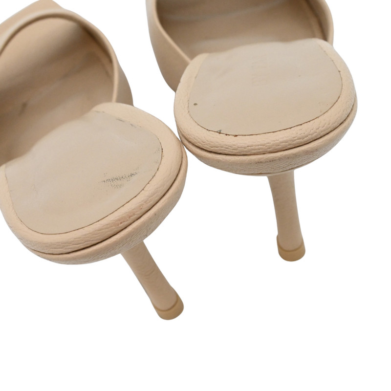 BY FAR | Nude Mora Leather Heel Mules Size 39 gallery