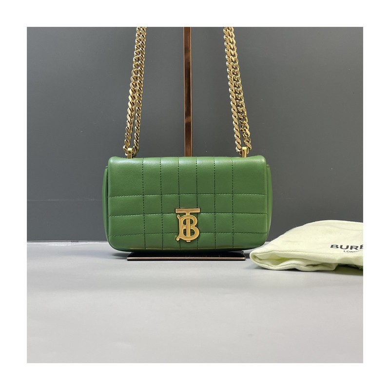 Authentic Burberry Lola Quilted Leather Bag Quilted Calfskin Shoulder Bag Grass