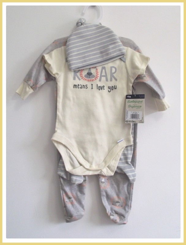 Baby Boys Gerber 4 Piece Starter Set Grey Babygrow Organic Cotton 0-3 Months NEW