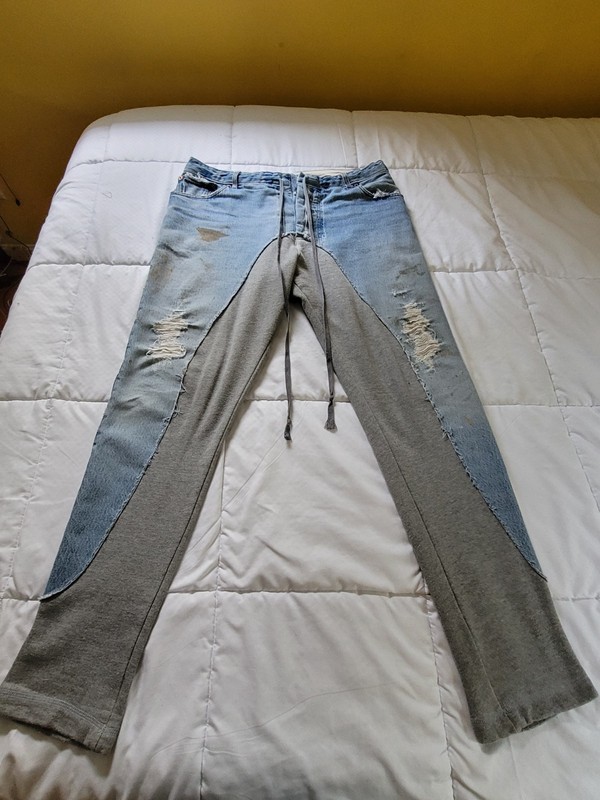 Altered Greg Lauren 50/50 Levi’s Denim/Fleece Pant- Size 5(XXL) to Size 4(XL)