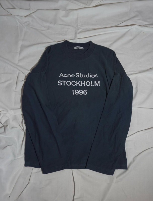 Acne Studios Stockholm 1996 Navy Blue Cotton Long Sleeve Men’s T-Shirt