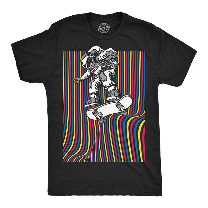 Mens Astronaut Skater Funny T Shirt Skateboard Graphic Tee for Men