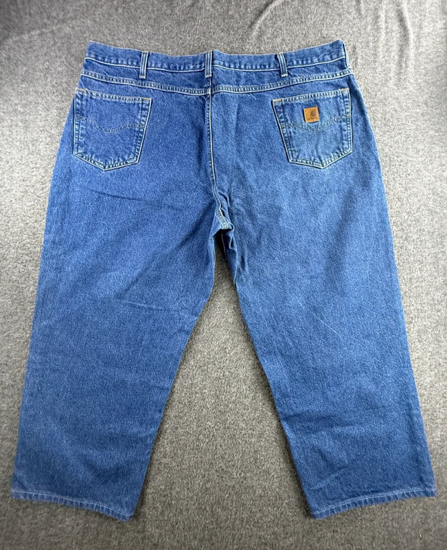 Carhartt Loose Fit Work Jeans Mens Size 46×28 Blue Denim Straight Leg B167 DST
