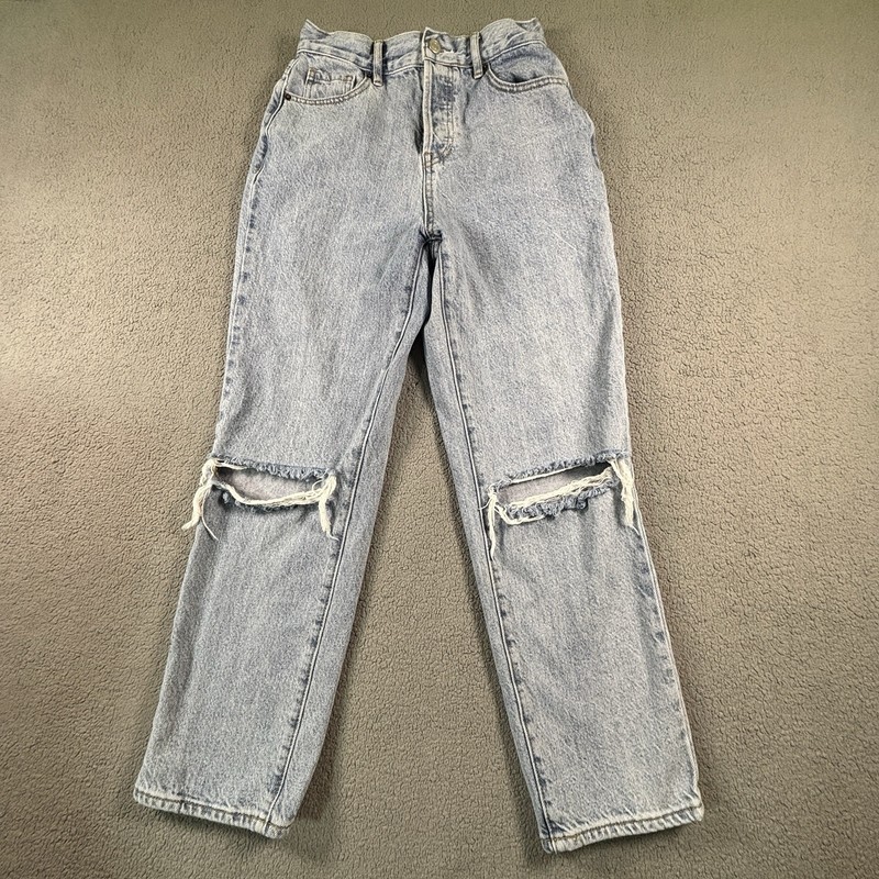 Pacsun 25 High Rise Straight Distressed Jeans – Button Fly Denim
