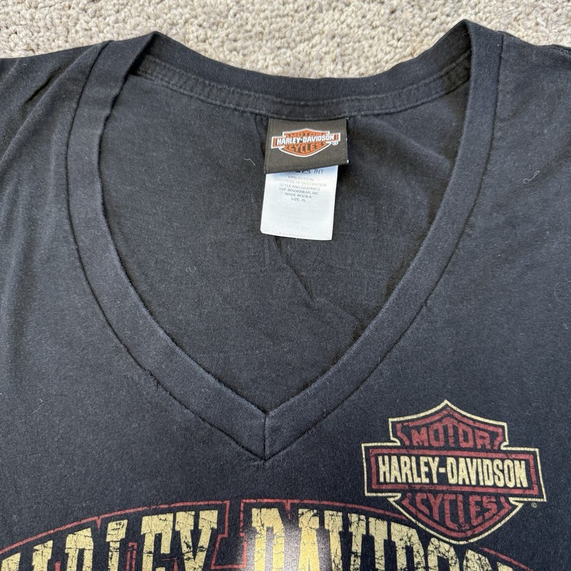 Harley Davidson T-Shirt Women's XL Black 110th Anniversary Wieblers Davenport IA gallery