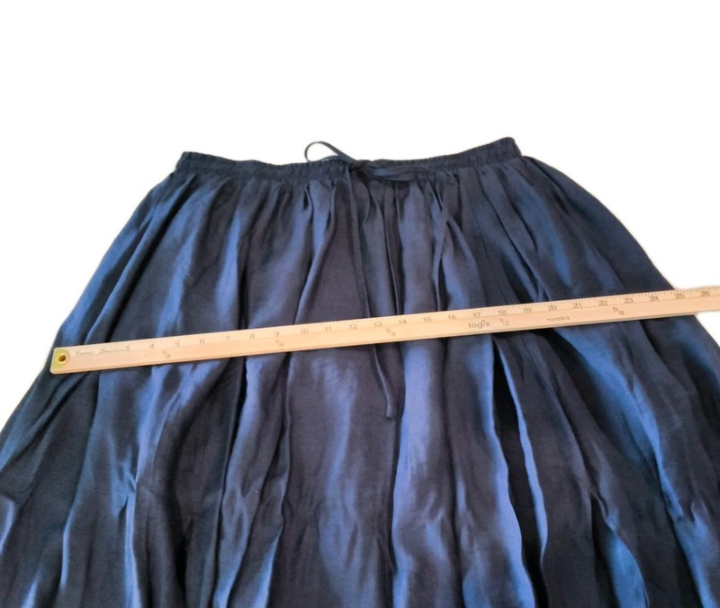 Beautiful Giant Pleated Midi Skirt Blue Satin A-Line Elastic Waist 2X Women gallery