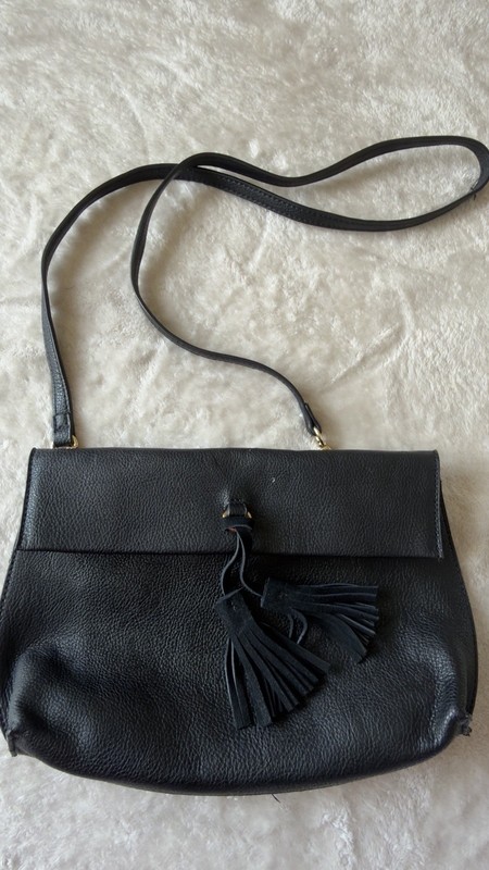 Street Level Black Pebbled Crossbody Bag |Tassel & Magnetic Closure