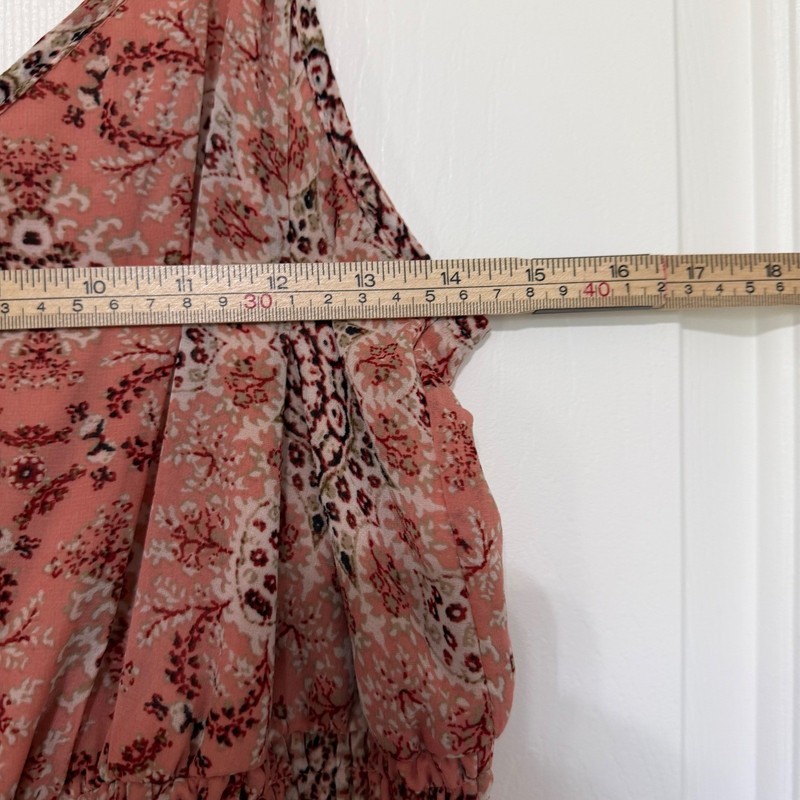 A.U.W Women XL Pink Paisley High Low Chiffon Ruffle Dress Cottagecore Fairy Boho gallery