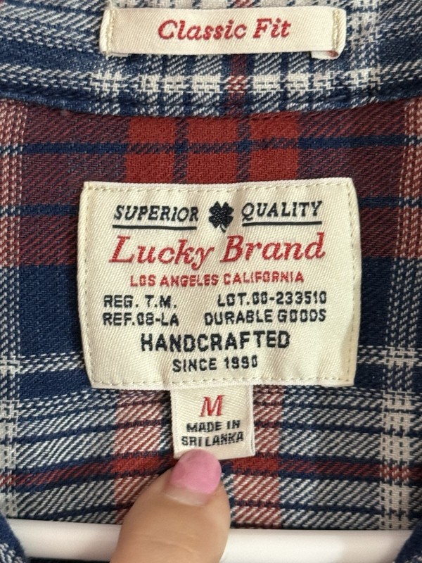 Lucky Brand Classic Fit Flannel Plaid Long Sleeve Button-Up Shirt M Pockets gallery