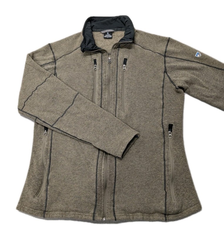 Kuhl Interceptr Full Zip Fleece Jacket Mens L Olive Brown Alfpaca Hiking F18