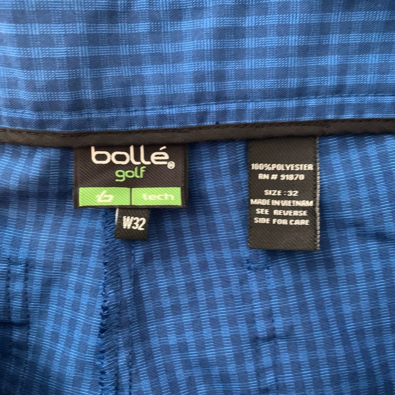 Men's Bolle Golf Tech Shorts Blue Checked Size 32 gallery
