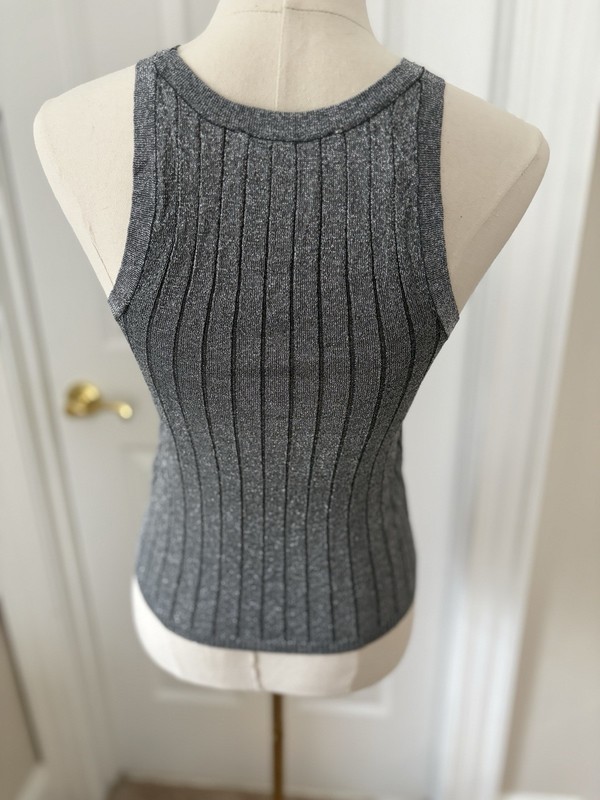 NWOT Zara Metallic Gray Ribbed Sleeveless Scoop Neck Tank Top. Silver Grey. XS gallery