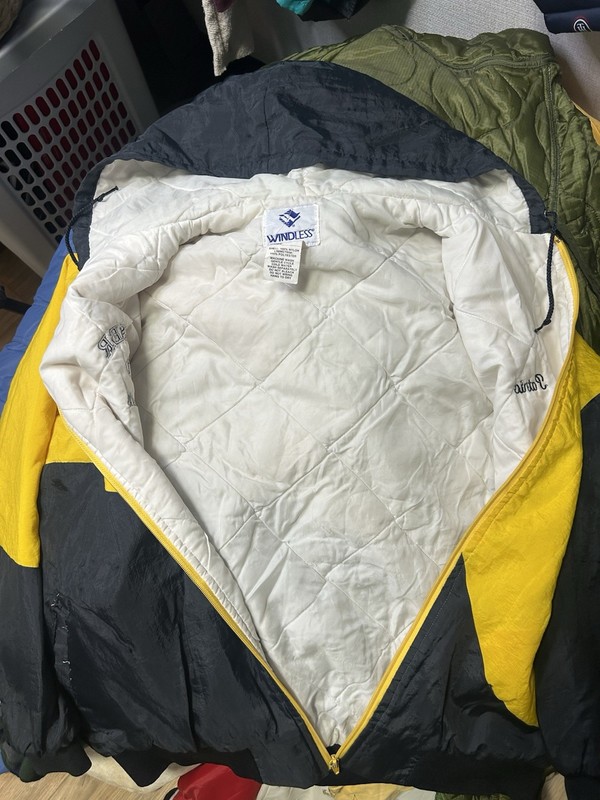 Windless Yellow/Black Hooded Full Zip Embroidered Logo Men's L Bomber Jacket gallery