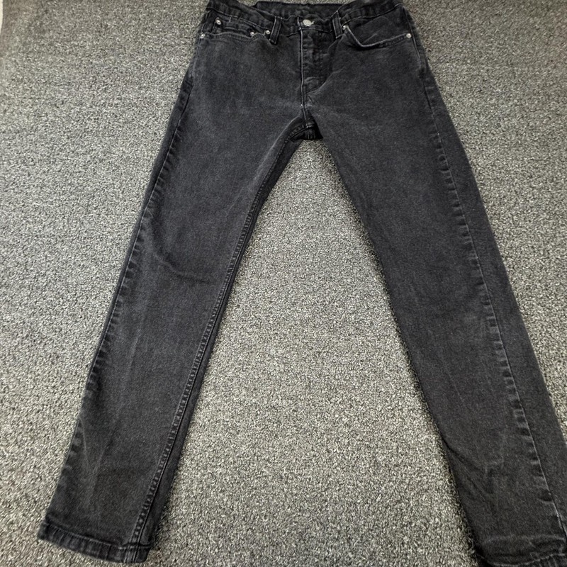 Levis Jeans Mens 32×28 Black Straight Denim Charcoal Wash Cotton Regular Fit