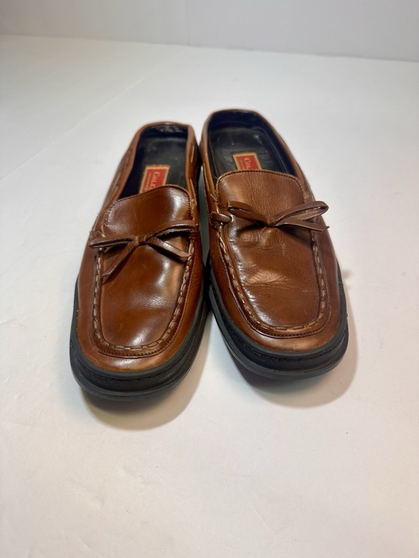 COLE HAAN COUNTRY Size 7AA ITALY Slip-On MULES Moc Toes BROWN LEATHER Loafers