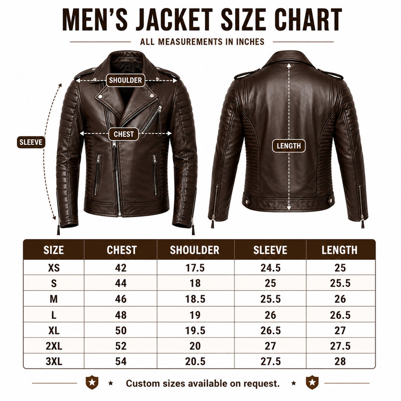 Men’s Dark Brown Real Lambskin Leather Biker Jacket Quilted Motorcycle Moto Coat gallery