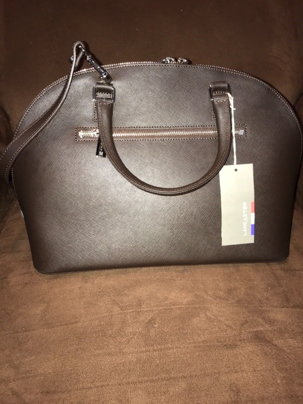 LANCASTER PARIS BAG ADELE 421-47-CAFE COW LEATHER BEAUTIFUL BROWN STRAP/HANDLES gallery