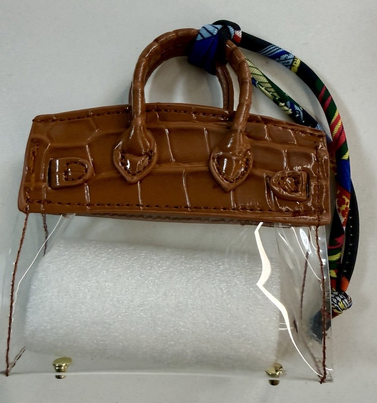 Mini Handbag Brown Faux Leather & Clear Plastic Tote, handbag keychain gallery