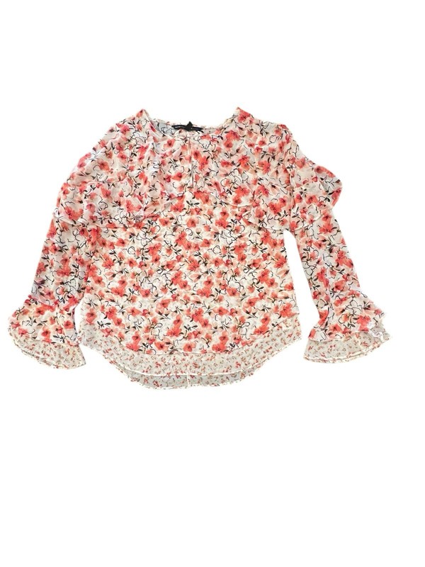 Calico Floral Print Ruffle Blouse Pastel Spring Business 6 White House Black