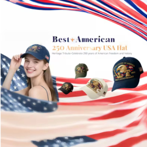 Baseball Cap USA 250th Anniversary Eagle Print Hat Washed Cotton Trucker Unisex gallery