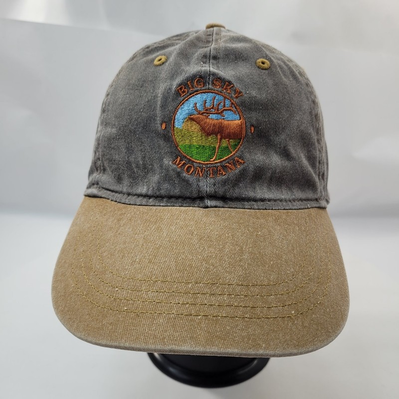 OURAY Sportswear Big Sky Montana Elk Baseball Cap Men’s Adjustable Gray Tan