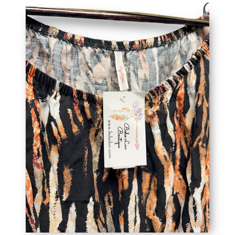 NWT Animal Print Off-Shoulder Tie Front Blouse Large gallery