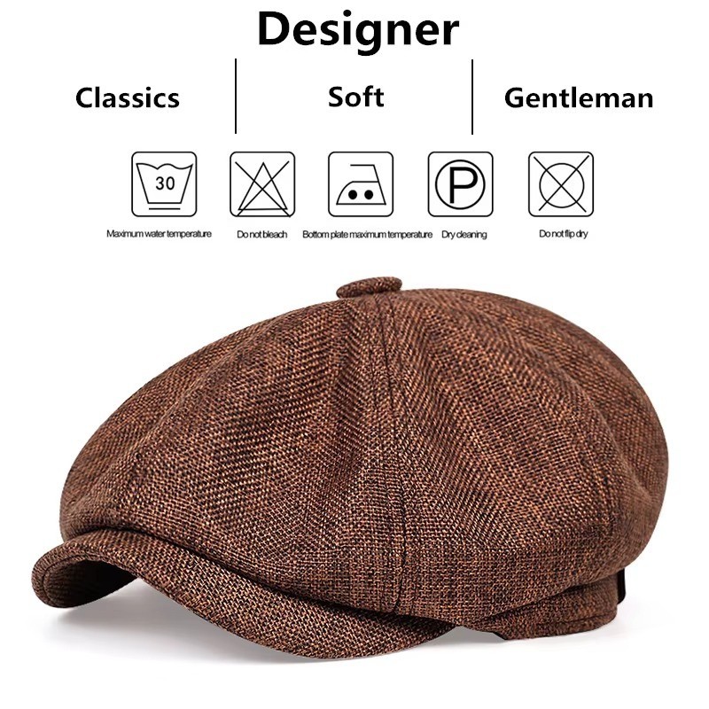 Newsboy Hat Flat Cap Driver Herringbone Tweed Plain Wool Baker Boy Classic Golf gallery
