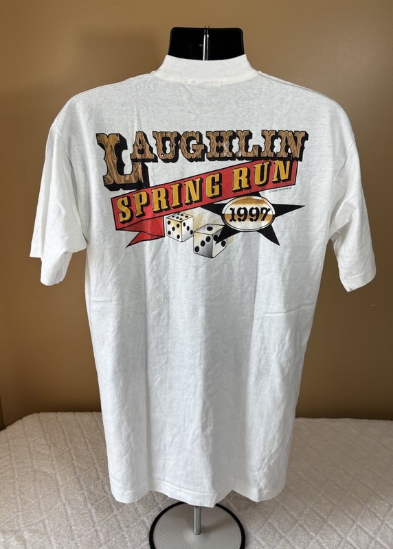 Vintage 1997 Laughlin Spring Run Nevada Motorcycle Rally Single Stitch Tee Large
