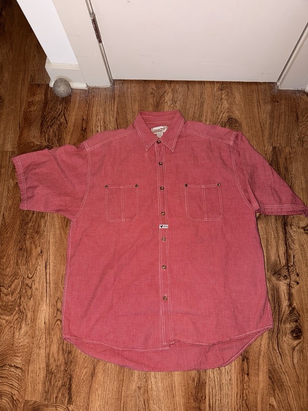 Ducks Unlimited Men's XL Red Check Short Sleeve Button-Up Cotton Shirt Pockets