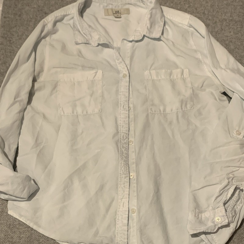 Thread + Supply women’s white Tencel lyocell collared long sleeve button-up L