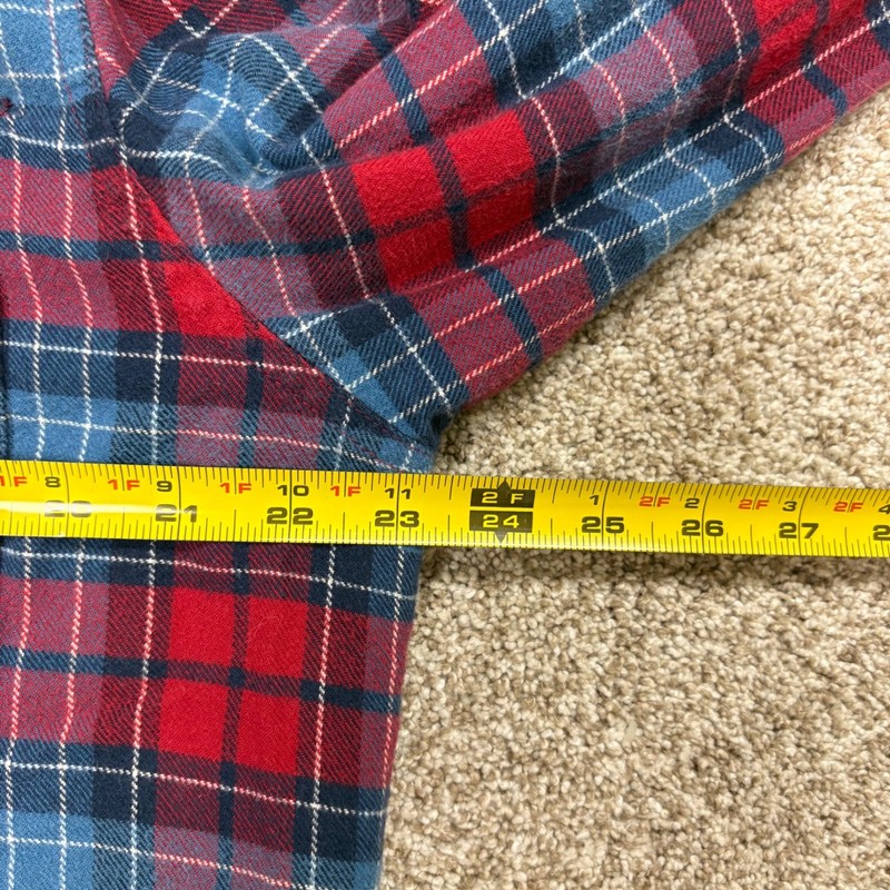 L.L. Bean Men's Fleece-Lined Flannel Shirt Jacket Hooded Plaid Medium Red Blue gallery