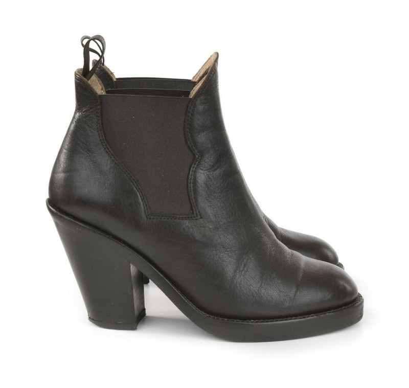 ACNE STUDIOS Women’s High Heel Chelsea Ankle Boots Brown Leather Size 37 / 7 US