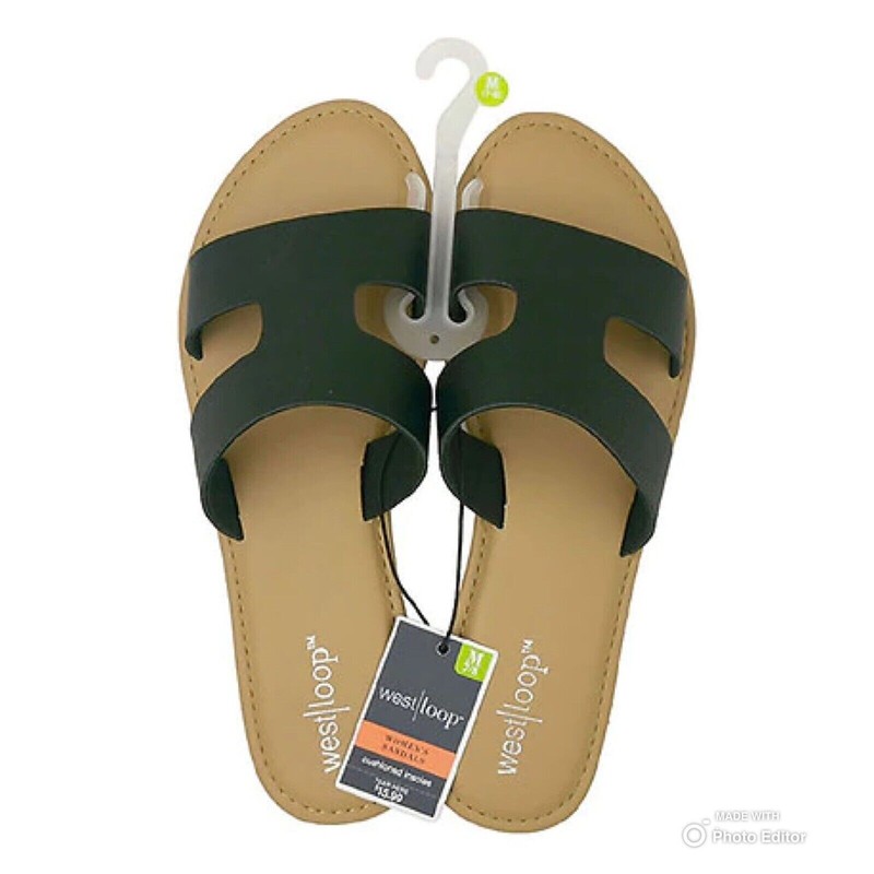 West Loop Women’s Sandals Black Sandals Slides w/Cushioned Insoles Size M 7/8